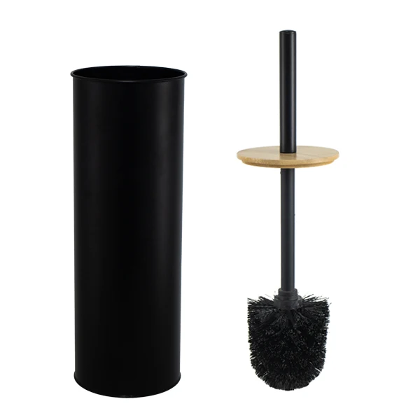 Modern Black Column Cleaning Tool Cylindrical Toilet Brush And Holder Set Bowl With Holder For Hotel Bathroom