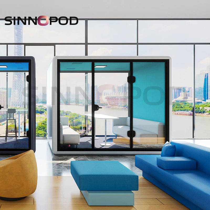 Aluminum Structure Training Pod 6 Person Office Meeting Pod Multi-person Portable Soundproof Office Phone Booth Office Pod