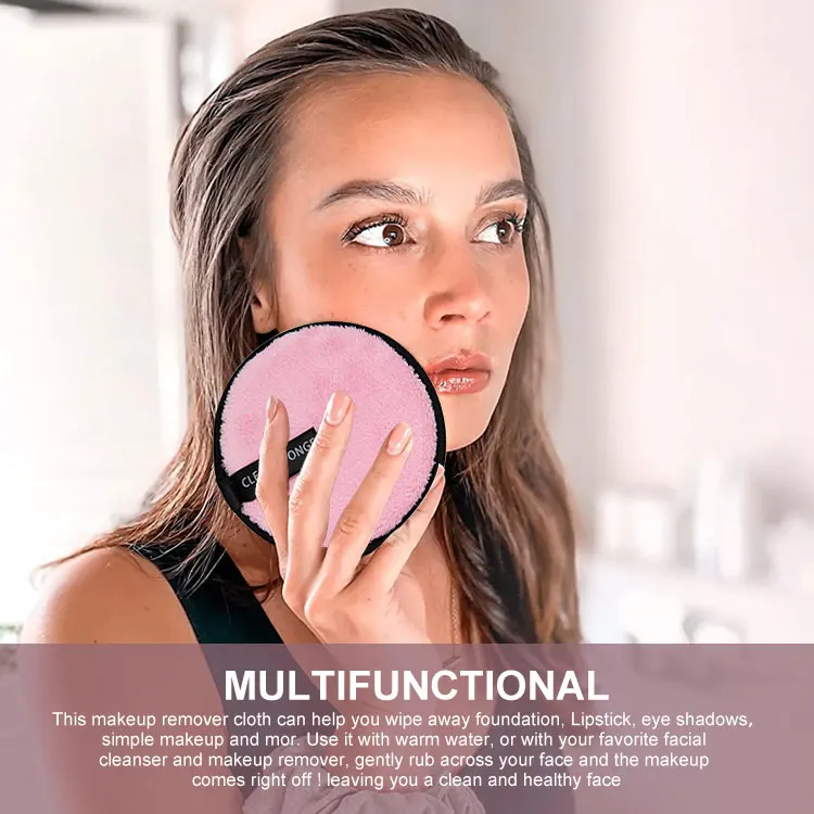 Custom Eco-Friendly Natural Round Face Eraser Facial Cleaning Pad Microfiber Reusable Makeup Remover Pads