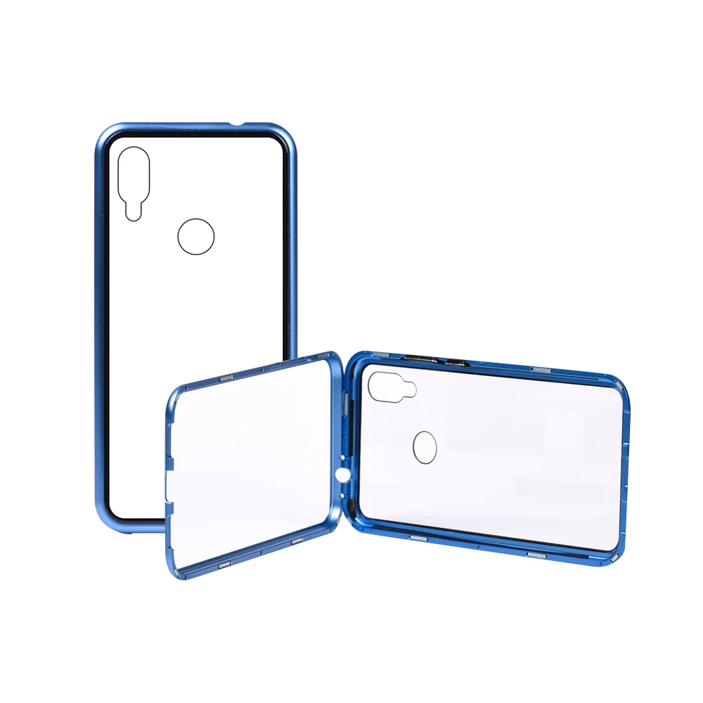 2020 New Models 9H Tempered Glass Back Cover 360 Metal Flip Magnetic Phone Case  For redmi 7/Y3