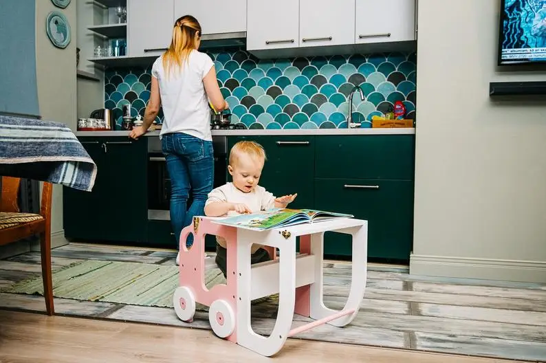 
kitchen helper stool for kids foldable montessori learning tower wood bamboo toddler tower step stool baby nursery furniture 