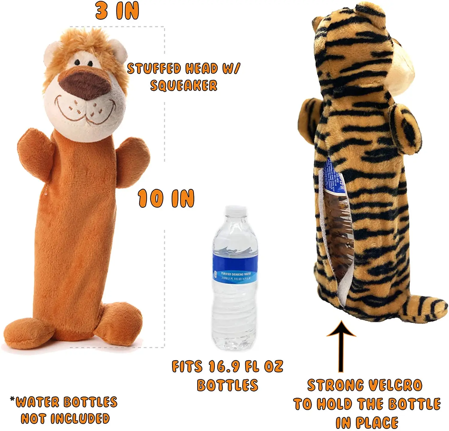 Dog Water Bottle Toys. Crunching Plush Toy Great for Teething, Chewing and Playtime. Crackle Toy with Squeaker