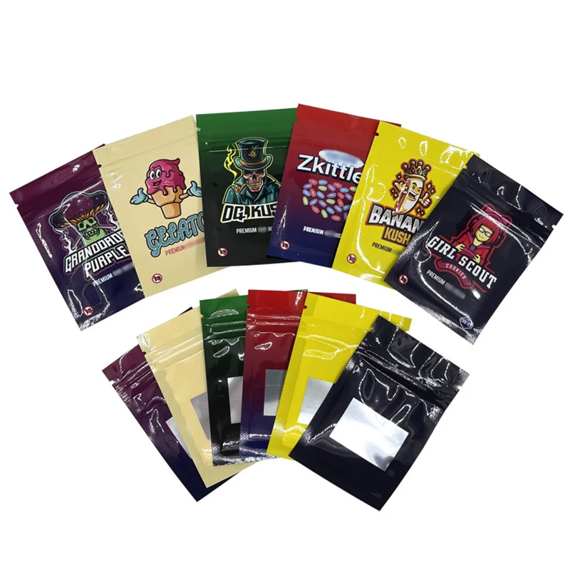Customizable Clear Window Resealable Ziplock Plastic Small Cookie Pouch Smell Proof Gummy 1G Mylar Bags