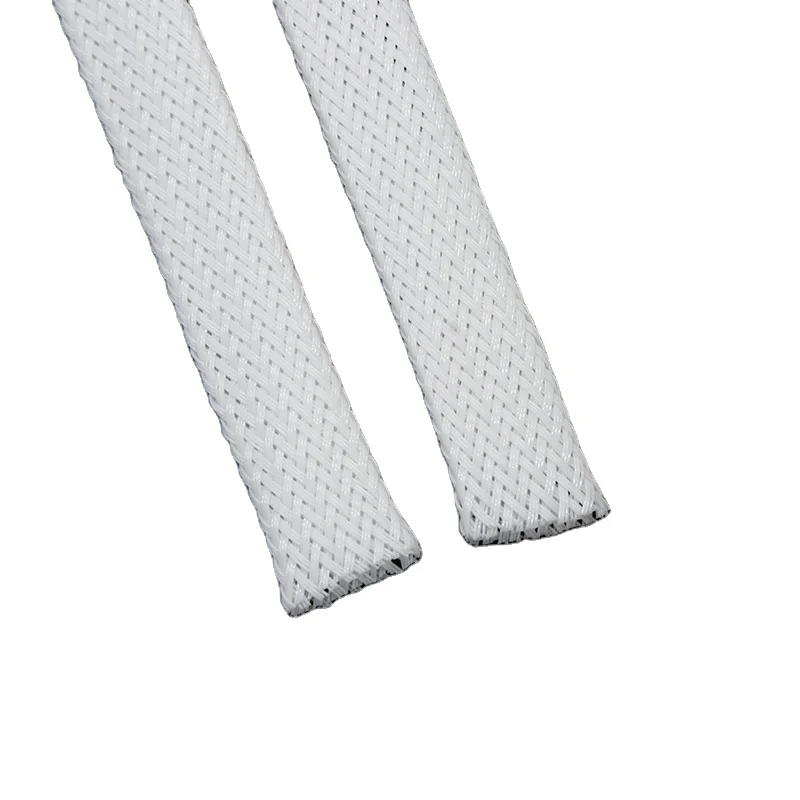 Cable protection PET Nylon white expandable sleeve pet expandable braided sleeving for cables
