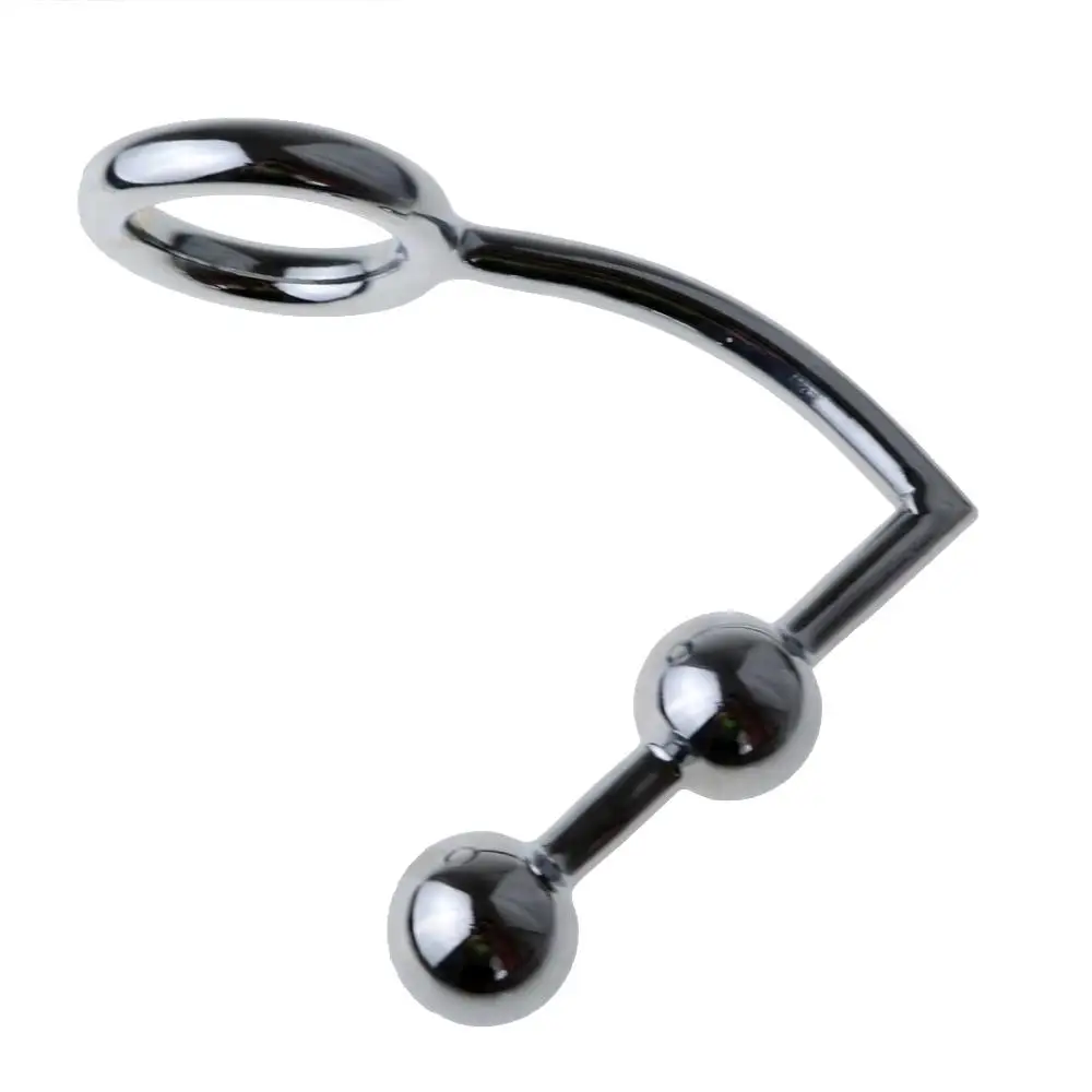 MOGlovers Big Stainless Steel Metal Beads Butt Plug Anal Hook Balls Cock Penis Ring Male Chastity Device Products