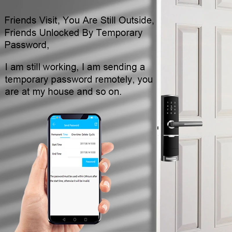 EXW Price Password Digital TT Lock APP Smart Front Door Lock with Emergency Key