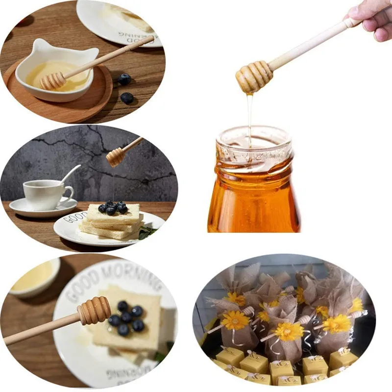 Newell Kitchen Natural Wood beauty Wood 11Cm Small Spoon Honey Stick with Lid