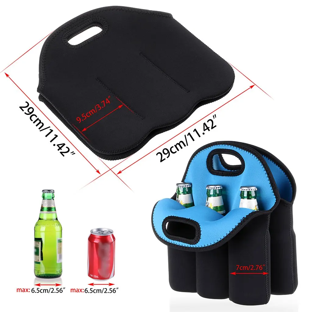 6 Pack Bottle Cans Carrier Tote Insulated Neoprene Baby Bottle Cooler Bag Water Beer Bottle Holder
