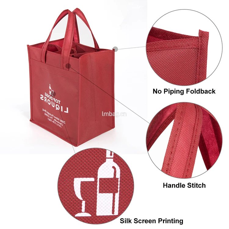 Wholesale 6 Bottle Non Woven Wine Bag Custom Logo