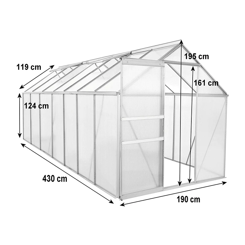 sale small mini aluminum PE garden greenhouse with double door window for growing