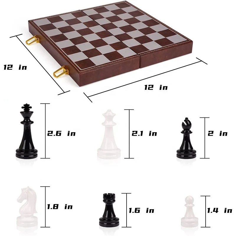Magnetic Chess Set Checkers Game Set for Adults Kids (2 in 1) Magnetic Chess Pieces & Portable Folding Leather Chess Board