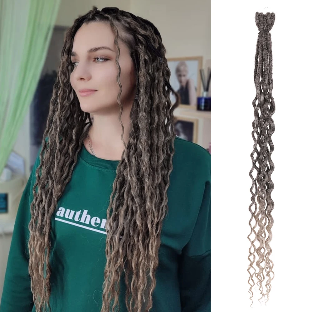 Deep Wave Artificial Dreadlocks Extensions 24 Inches Synthetic Dreads Crochet Hair with Curly Ends Dread Locs Crochet Dreadlocks
