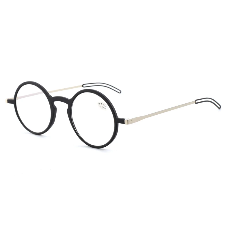 Italy design  mini lady anti blue light round metal reading glasses with case