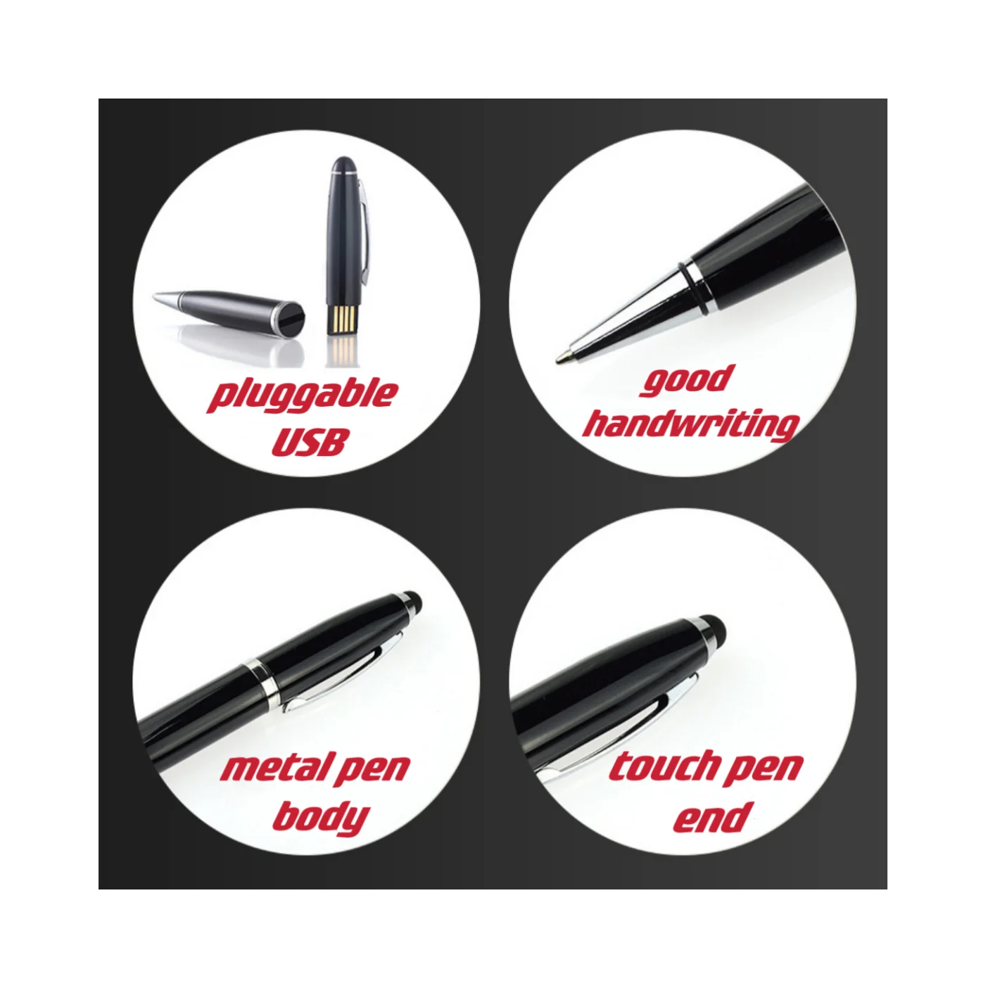 Wholesale High Quality Pen University Gift Pen USB Gel Pens with Stylus Touch Screen