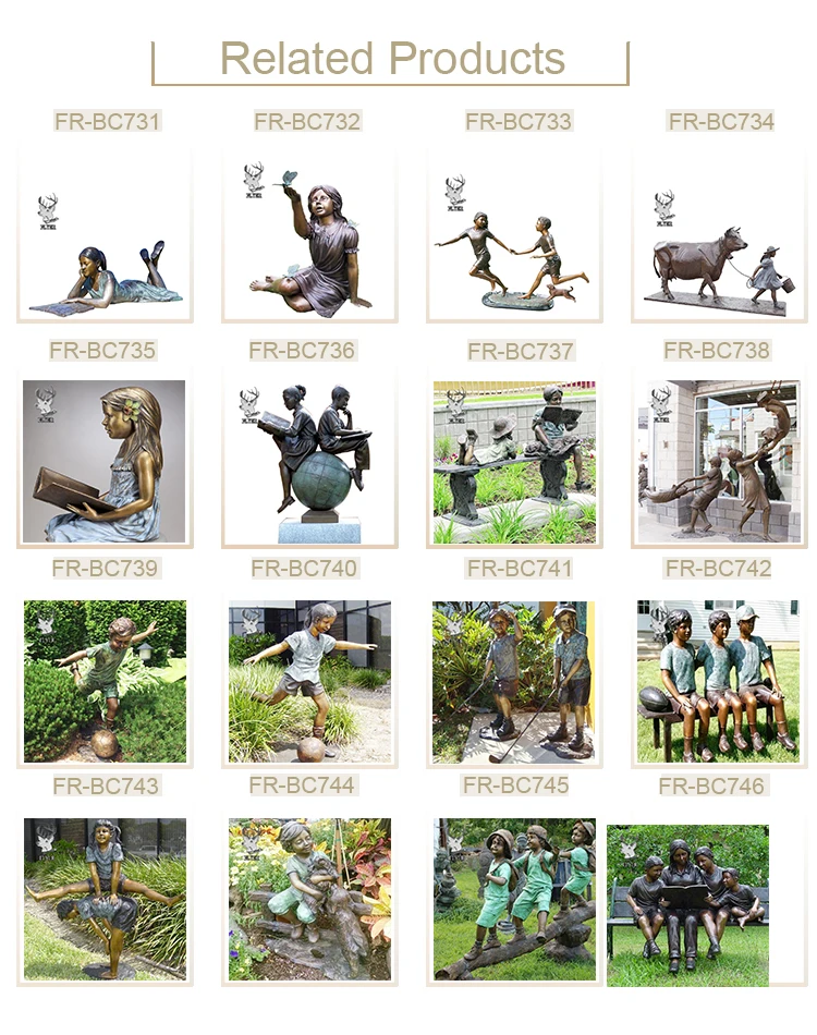 Direct selling bronze garden statues decorations metal craft children bronze children on bench statue