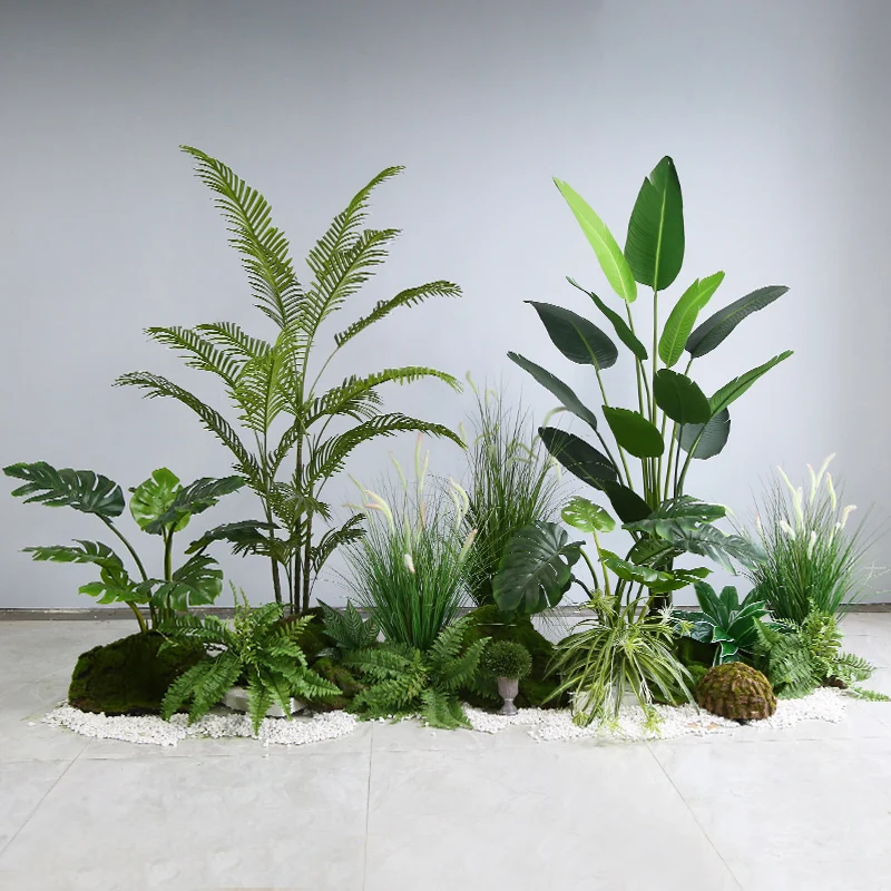 Lifelike Luxury Combination Style Artificial Tree Potted Bonsai Artificial Plant for Indoor Restaurant Hotel Office Decor