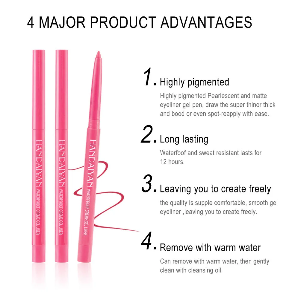 Long Lasting Smooth Color Gel Eye Liner Smudge Resistant Matte Eyeliner Pencil