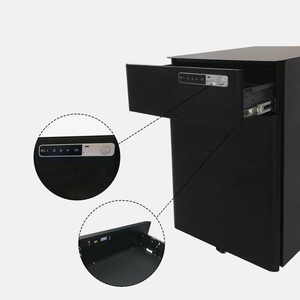 Office Electronic Password Lock 3 drawers mobile pedestal or cabinet