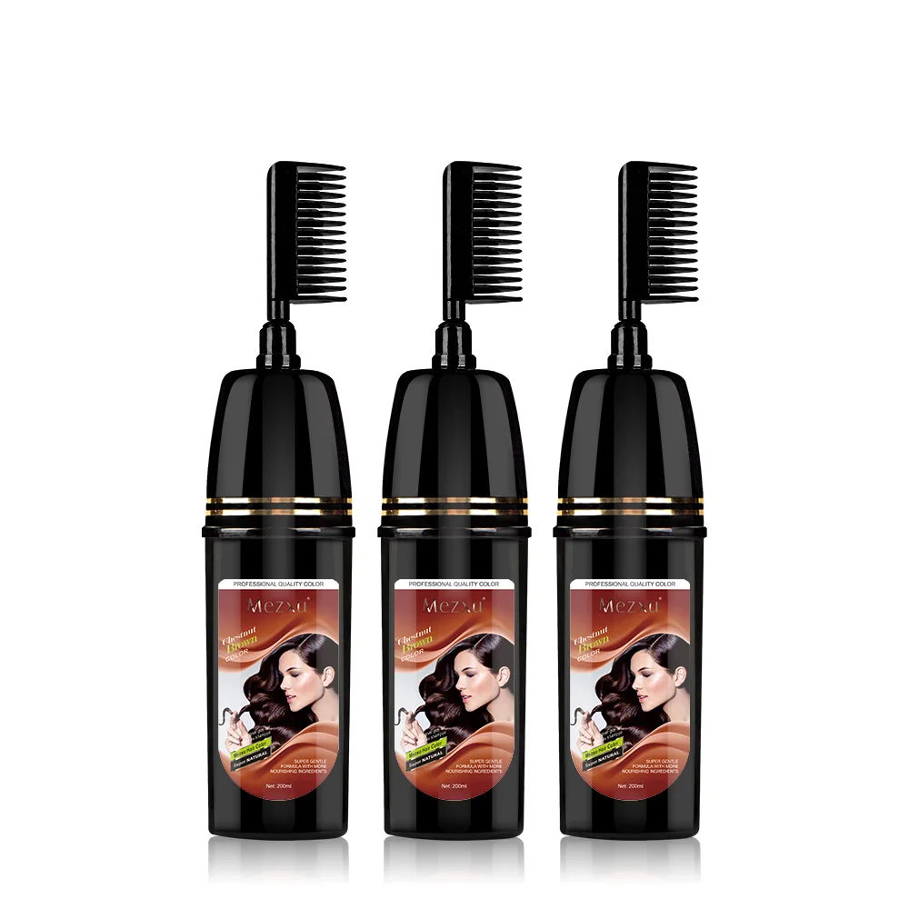 Best Selling Conditioning Natural Herbal Ginger Black Hair Color Dye Shampoo With Comb