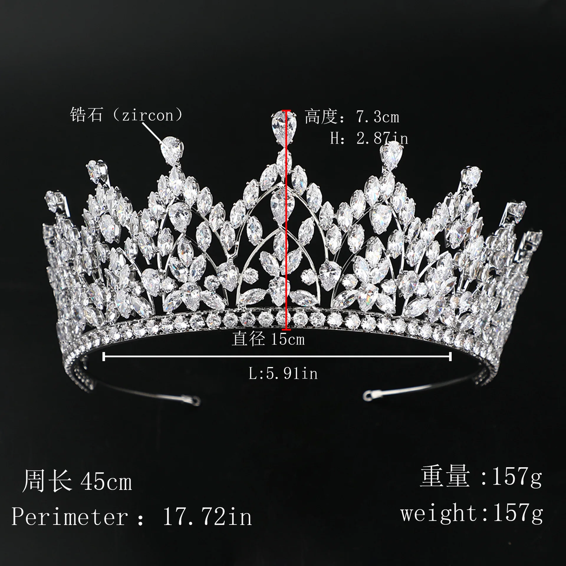 Wedding Bridal Hair Accessories Copper Cubic Zirconia Crwns Queen Princess Prom Tiara Women Zircon Crowns