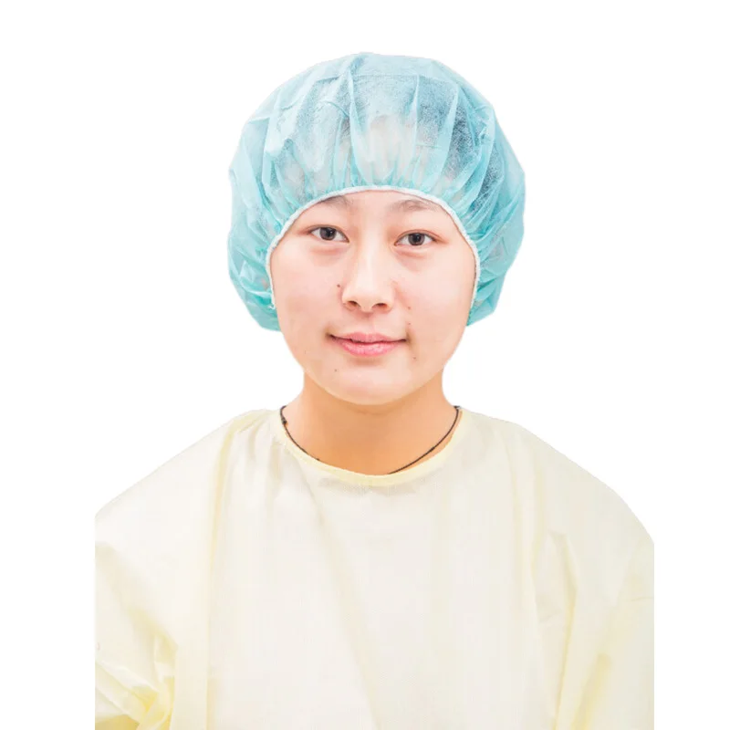 SMS PP Nonwoven Round Crimped Pleated Strip Bouffant Head Cover Nurse Caps Custom Disposable Surgical Cap With Elastic Band