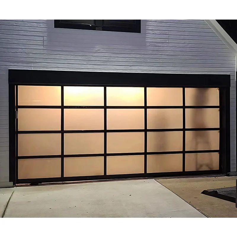 Hihaus custom modern automatic sectional double glass garage door aluminum