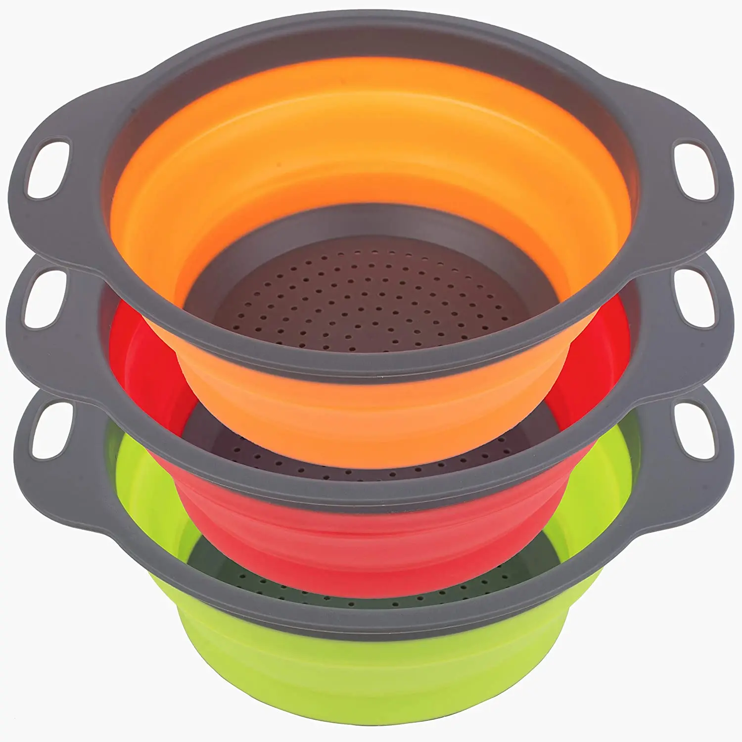 3pcs Set Heat Resistant Kitchen Floor Silicone Drain Sink Clip On Food Collapsible Strainer