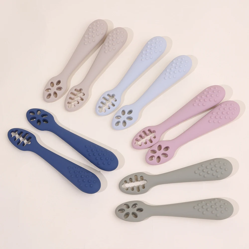New Product Idea 2024 Infant 6+ Mouths First Learning Babi Feed Spoon Bpa Free Silicon Baby Spoon Set Kitchen