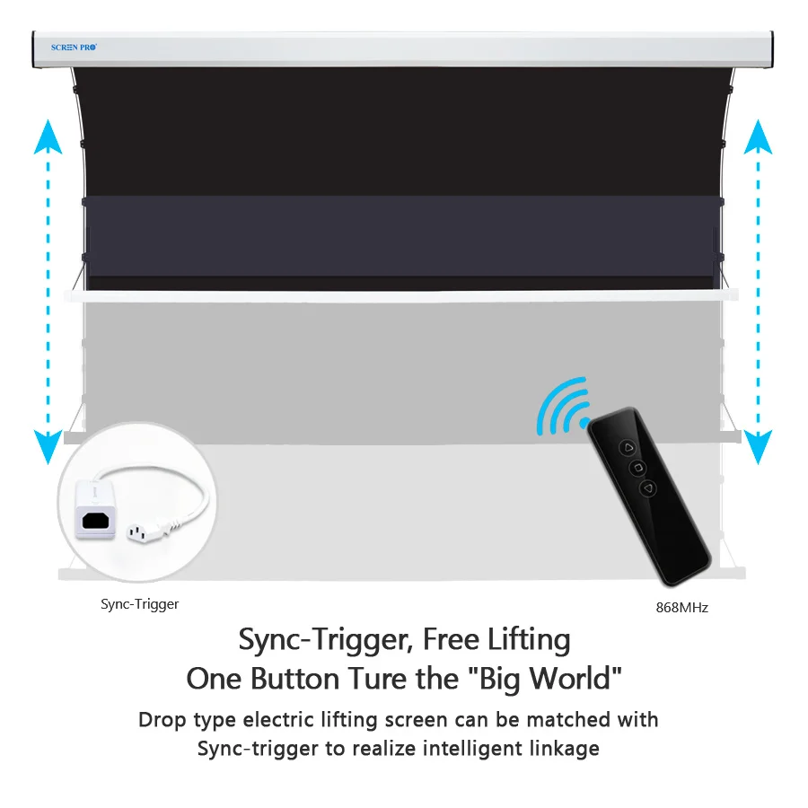 SCREENPRO 150 Inch Motorized Projector Screen Ceiling Wall Mounted Projection Screen 4K Cinema Movie Screen