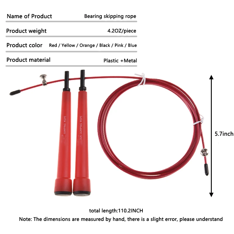 Professional Fitness Plastic Handle Bearing Steel Wire Skipping Rope Sports Training Adjustable Speed Gym