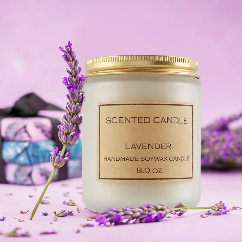 Wholesale Long Lasting Scents Best Soy Wax Scented Candle for Retail Custom Glass jar Logo Packing