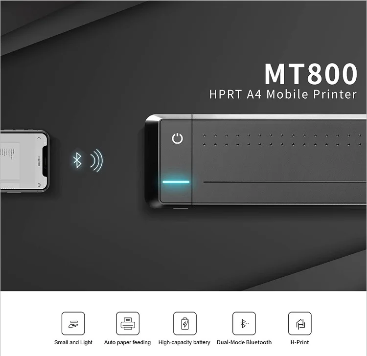 OWNFOLK 300dpi 210mm A4 BT USB Connection Mini Photo Printer Portable Thermal Printer Mobile Document Printer