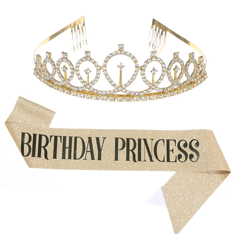 Happy Birthday queen girl Tiara Crown for Girls  Women, Rhinestone  Crown with Comb Crystal Birthday Party Hat