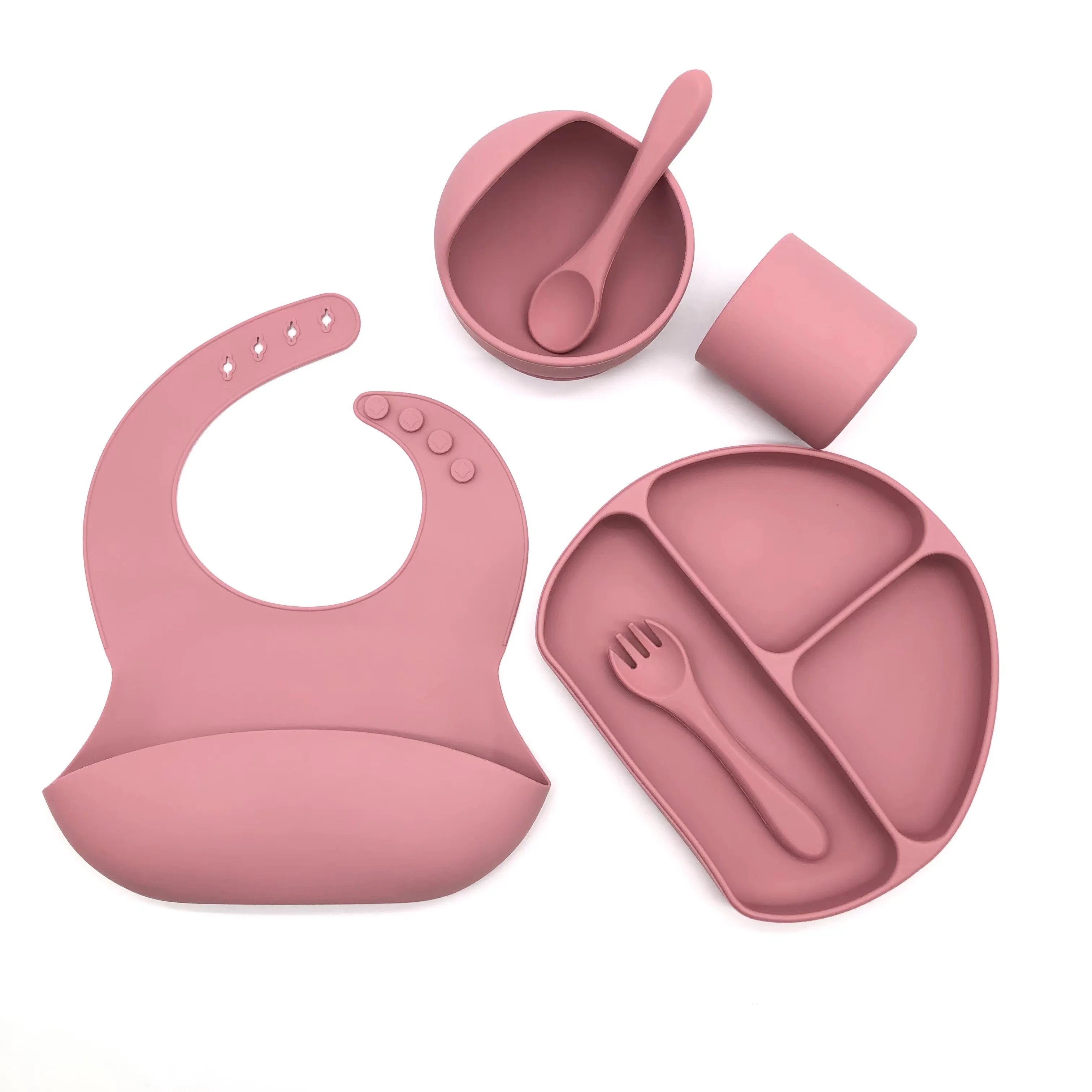 Bpa Free Silicone Baby Feeding Supplies Set Divider Suction Baby Silicone Plate for Toddler