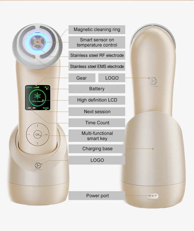 New beauty equipment RF EMS Face Lifting Rejuvenation Machine wrinkle removal ems massage with mobile phone application home use