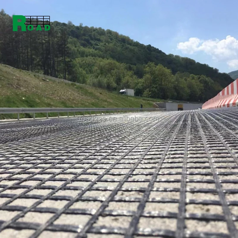Glass Fiber Geogrids For Bitume Civil Engineering Reinforcing120KN 150KN Fiberglass Geogrid