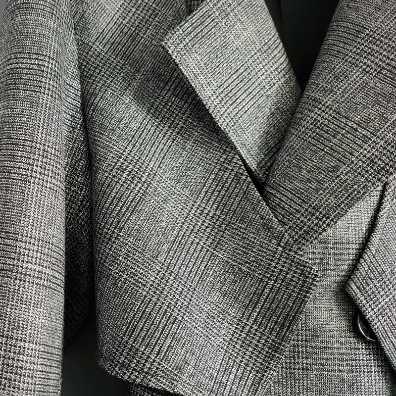 OEM 2020 New Fashion Spring Fall Plaid Turn Down Collar Women Trench Coat