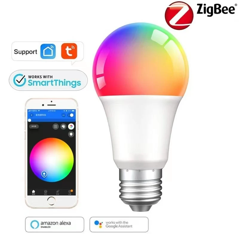 2022 New Zigbee Smart Bulb Alexa Voice Control Dimming Color 6w Bulb support 7 colors