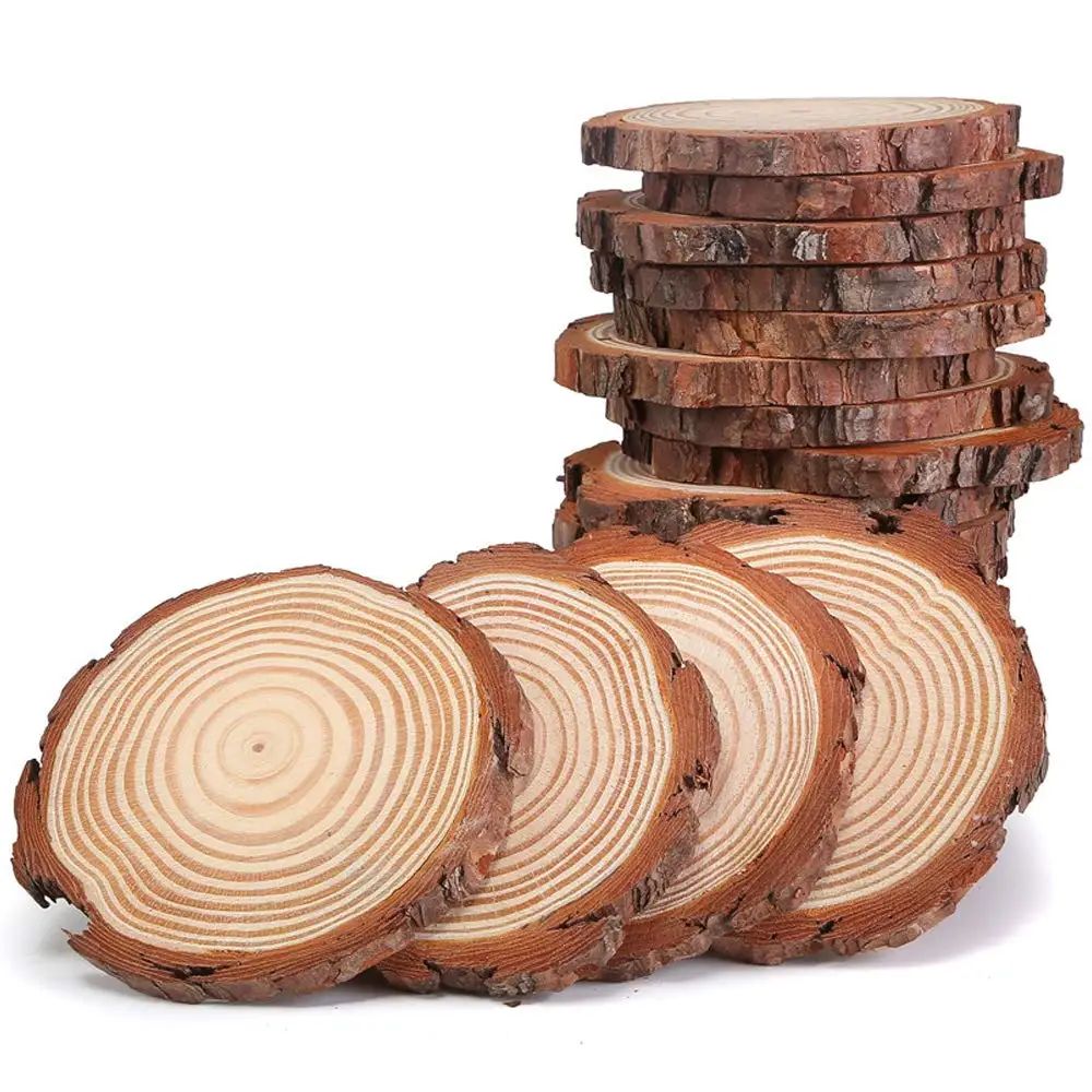
Custom Natural Birch Wood Eco-Friendly Decorative Rustic Natural Unfinished Round Wood Slices For DIY Crafts 