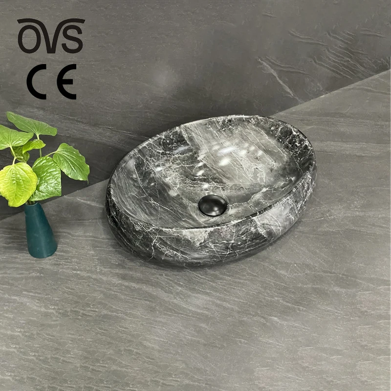 OVS 2023 Luxury bathroom vasque marble design sink ceramic lavandino oval vessel above table bath room vanity sink art basin