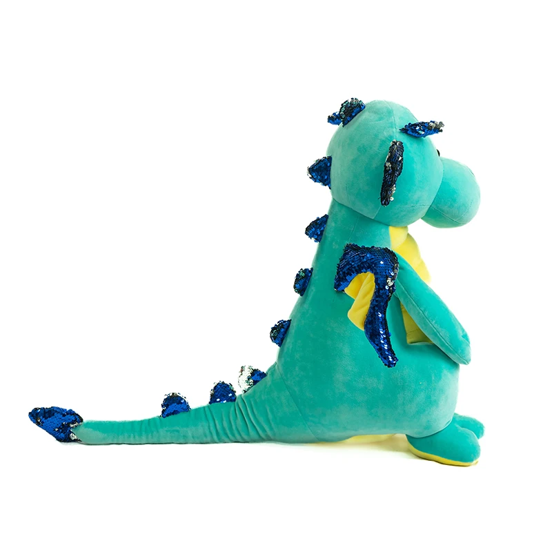 Top Ranking Dragon Plush Doll Winged Dragon Stuffed Toy with Shimmering Sequins on Wings and Ears