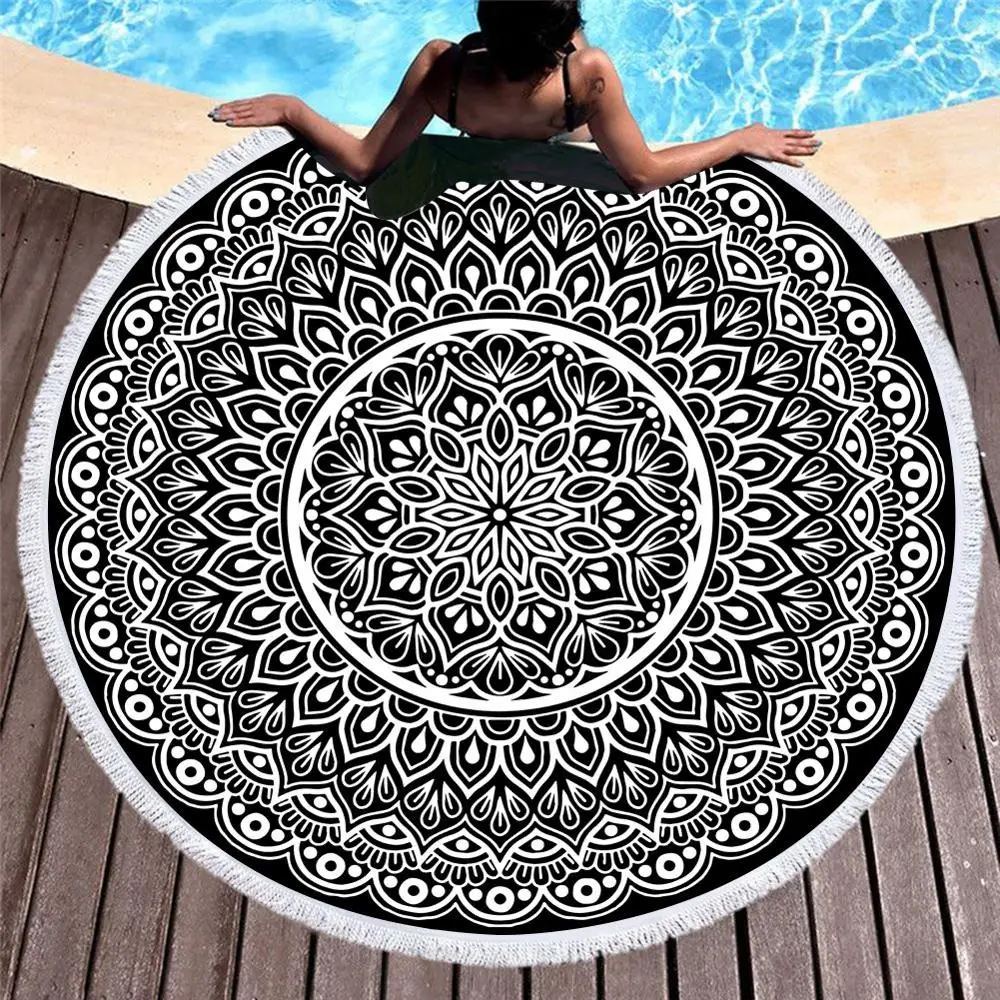 
Hot sale digital printing beautiful flamingo round bath beach towel wholesale 