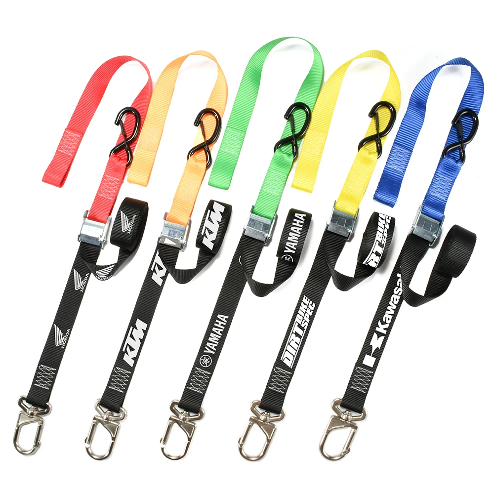 Heavy Duty 550kg BS 38mm wide Cam Buckle Tie Downs Motorcycle Tie Down Straps with Swivel Carabiner Hook for Dirt Bike