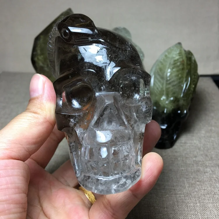 Natural Citrine Quartz Skulls Crystal Carving Reiki Healing Skulls