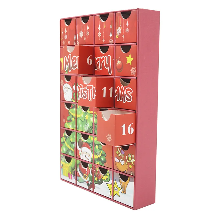 Wholesale Christmas custom advent calendar cardboard chocolate blind packaging gift box 12days for kids