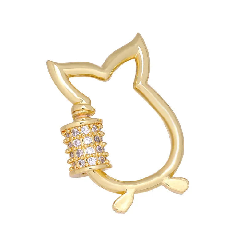 Glossy Copper Micro Inlaid Zircon Universal All-match Screw Carabiner Clasp For Necklace Making Diy Ornament Accessories