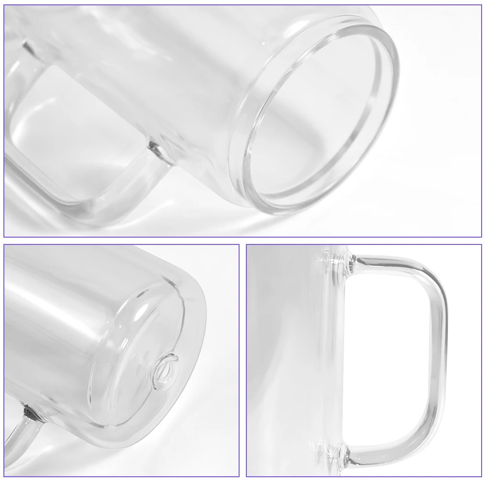 sublimation handle glass jar 16oz double wall glass tumbler with Colorful lid snow globe glass can with pre-drilled hole