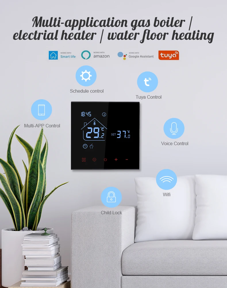 Bandary wireless RF thermostat underfloor heating temperature controller electronic digital home alexa thermostat intelligent