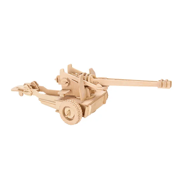 3D Wooden Puzzles Kids Game Toys wheel Cannon Anti-Aircraft Gun Cannon WW2 Soldiers Accessories Army Military Weapon