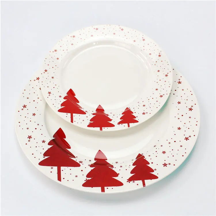 Home Party Used Christmas Tree And Snowflake Printing Plate For Dinner